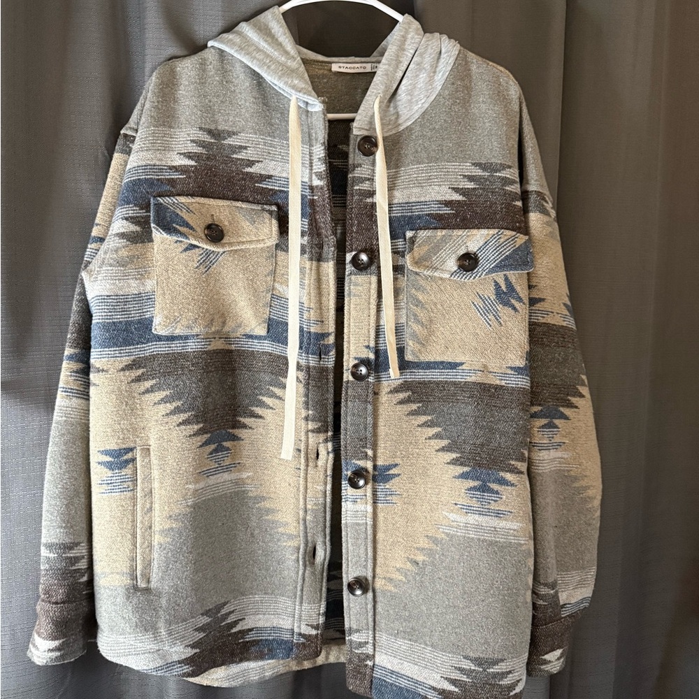 Southwestern Patterned Hooded Jacket - image 5
